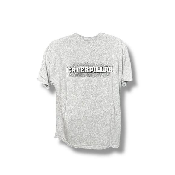 Gildan Caterpillar CAT Gray SS Pocket T-shirt Back Diamond Plate Graphic XL - Picture 3 of 6